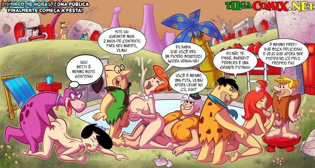 Festa de sexo na piscina dos Flintstones